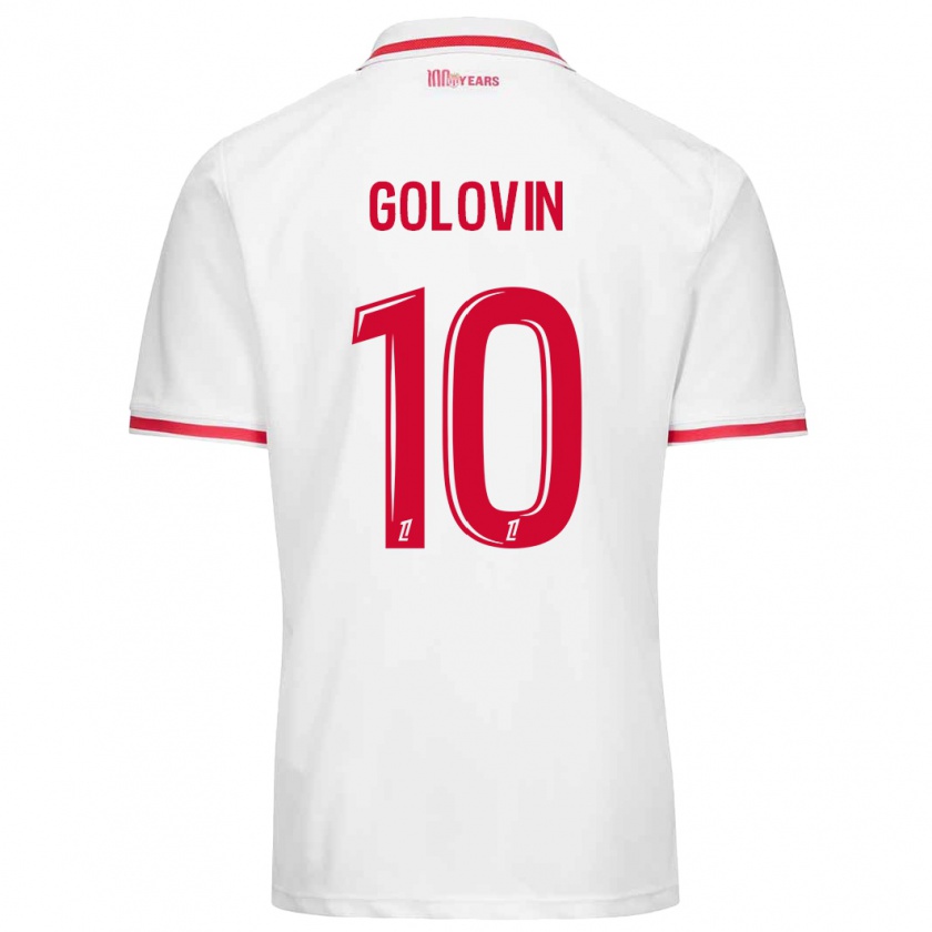 Kandiny Niño Camiseta Aleksandr Golovin #10 Blanco Rojo 1ª Equipación 2024/25 La Camisa