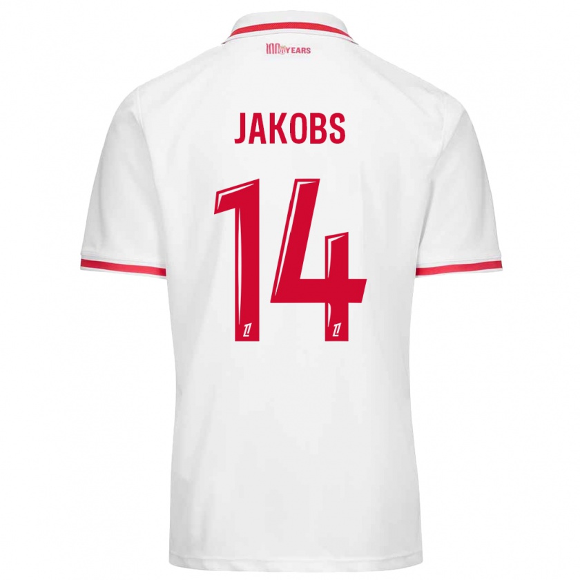 Kandiny Kinderen Ismail Jakobs #14 Wit Rood Thuisshirt Thuistenue 2024/25 T-Shirt België