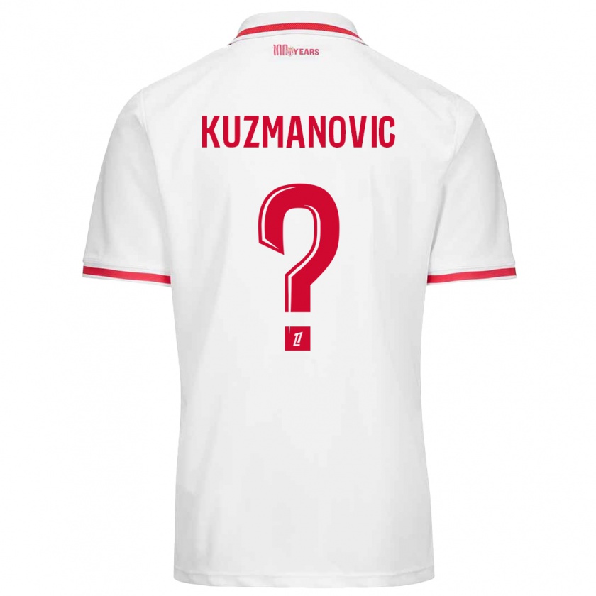 Kandiny Kinderen Dejan Kuzmanovic #0 Wit Rood Thuisshirt Thuistenue 2024/25 T-Shirt