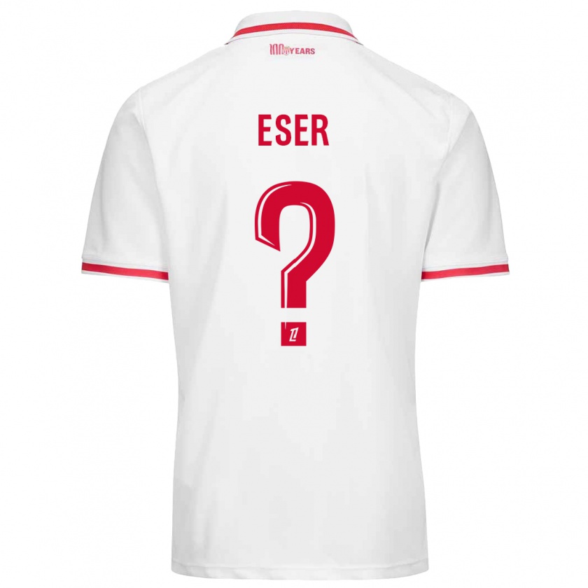 Kandiny Niño Camiseta Allan Eser #0 Blanco Rojo 1ª Equipación 2024/25 La Camisa