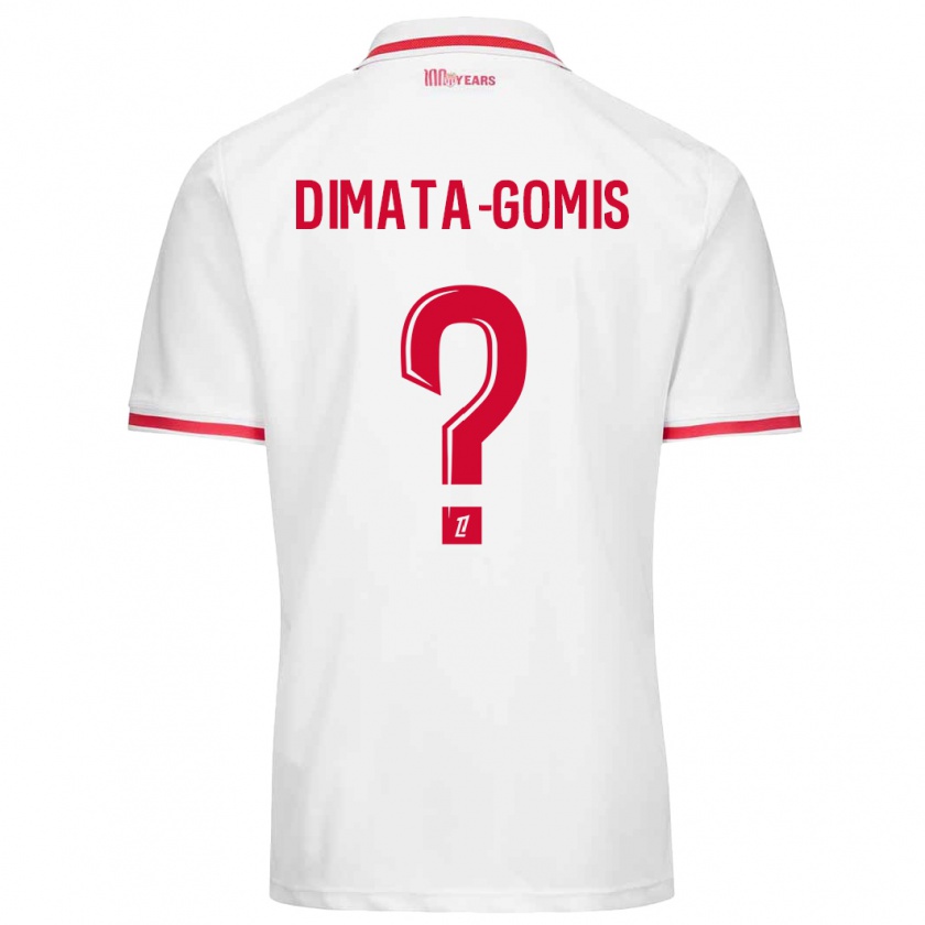 Kandiny Niño Camiseta Kamron Dimata-Gomis #0 Blanco Rojo 1ª Equipación 2024/25 La Camisa