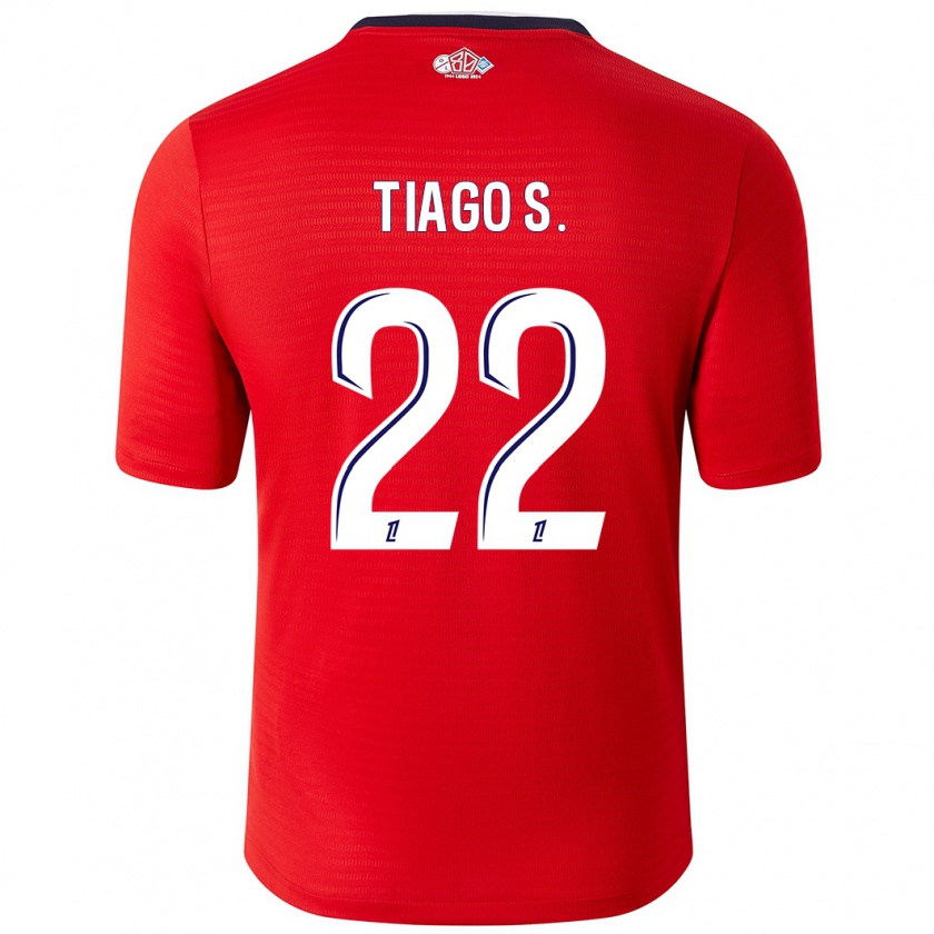 Kandiny Niño Camiseta Tiago Santos #22 Rojo Blanco 1ª Equipación 2024/25 La Camisa