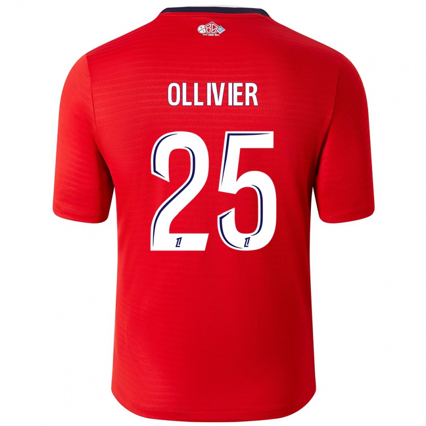 Kandiny Niño Camiseta Agathe Ollivier #25 Rojo Blanco 1ª Equipación 2024/25 La Camisa