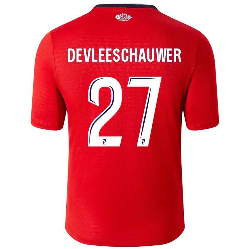 Kandiny Bambino Maglia Gwenaëlle Devleeschauwer #27 Rosso Bianco Kit Gara Home 2024/25 Maglietta