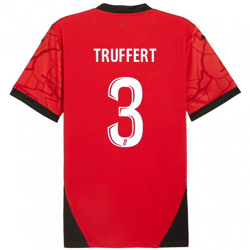 Kandiny Kinderen Adrien Truffert #3 Rood Zwart Thuisshirt Thuistenue 2024/25 T-Shirt