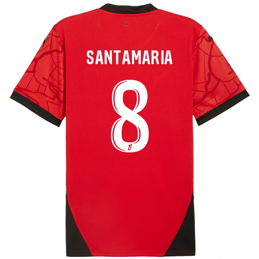 Kandiny Kinderen Baptiste Santamaria #8 Rood Zwart Thuisshirt Thuistenue 2024/25 T-Shirt België