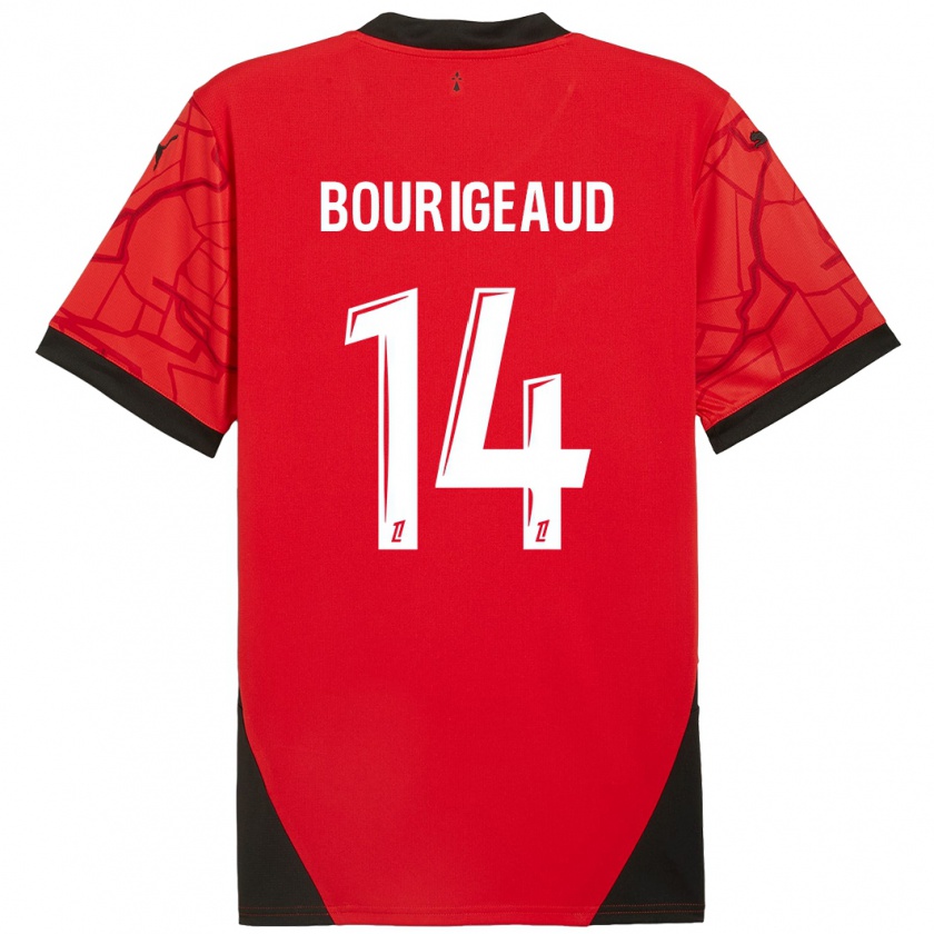 Kandiny Bambino Maglia Benjamin Bourigeaud #14 Rosso Nero Kit Gara Home 2024/25 Maglietta