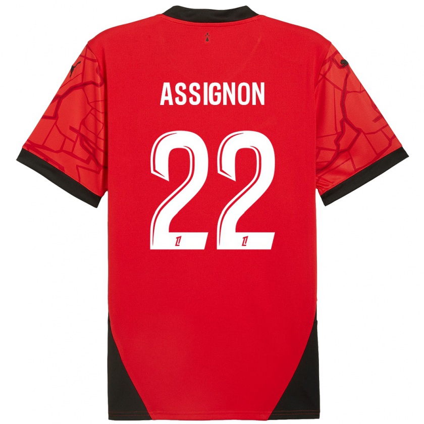 Kandiny Bambino Maglia Lorenz Assignon #22 Rosso Nero Kit Gara Home 2024/25 Maglietta