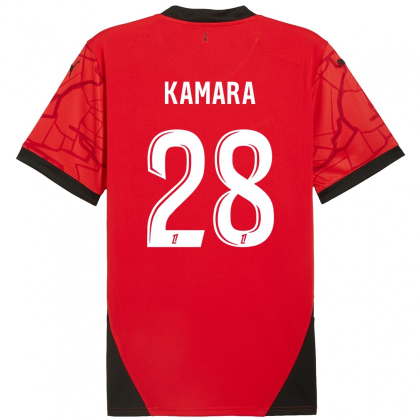 Kandiny Bambino Maglia Glen Kamara #28 Rosso Nero Kit Gara Home 2024/25 Maglietta