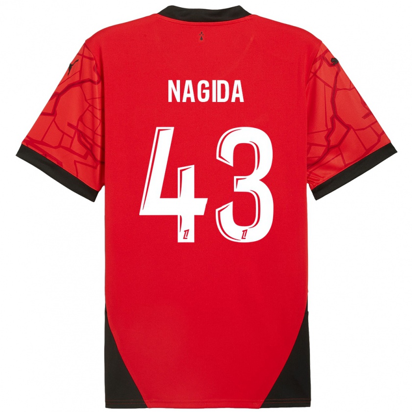 Kandiny Kinder Mahamadou Nagida #43 Rot Schwarz Heimtrikot Trikot 2024/25 T-Shirt Österreich