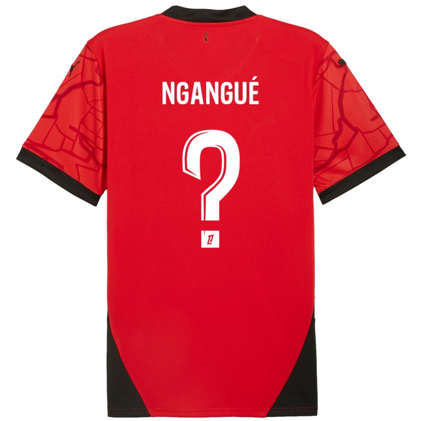 Kandiny Bambino Maglia Maurice Ngangué #0 Rosso Nero Kit Gara Home 2024/25 Maglietta