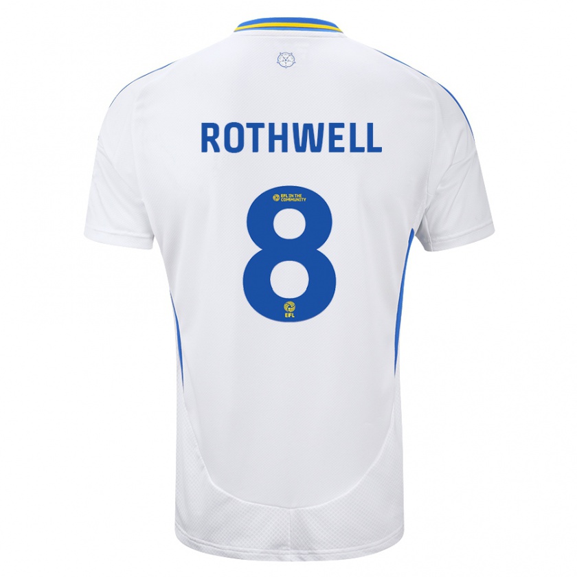 Kandiny Kinderen Joe Rothwell #8 Wit Blauw Thuisshirt Thuistenue 2024/25 T-Shirt