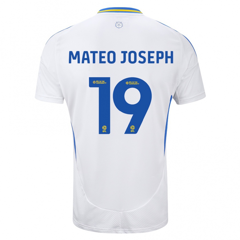 Kandiny Bambino Maglia Mateo Joseph #19 Bianco Blu Kit Gara Home 2024/25 Maglietta