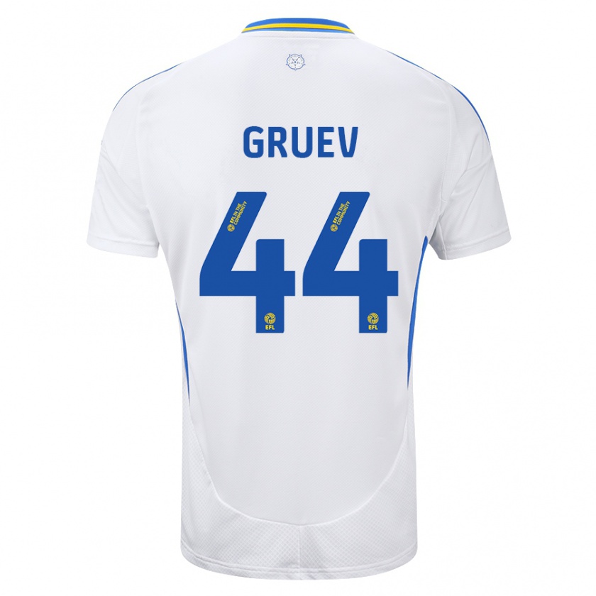 Kandiny Bambino Maglia Ilia Gruev #44 Bianco Blu Kit Gara Home 2024/25 Maglietta