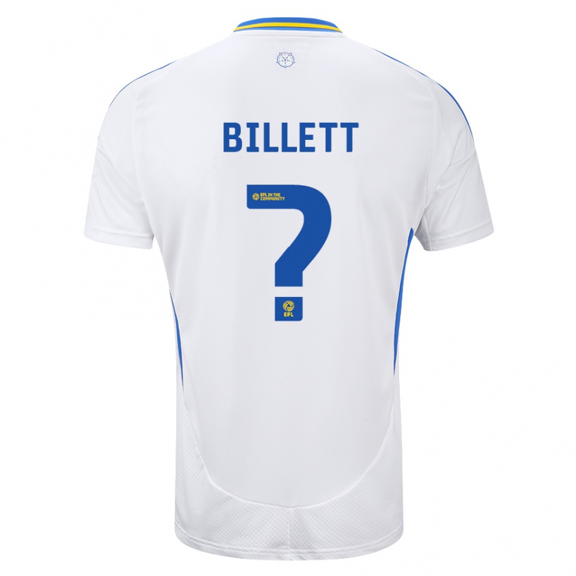 Kandiny Bambino Maglia Joe Billett #0 Bianco Blu Kit Gara Home 2024/25 Maglietta