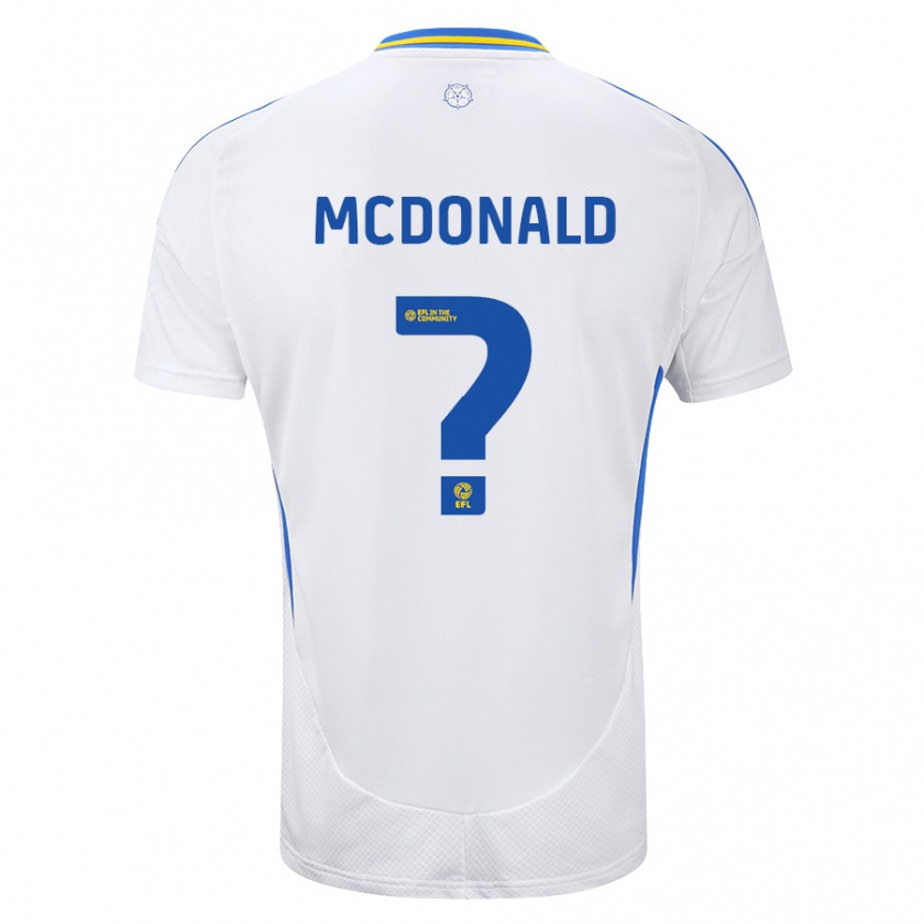 Kandiny Bambino Maglia Josh Mcdonald #0 Bianco Blu Kit Gara Home 2024/25 Maglietta