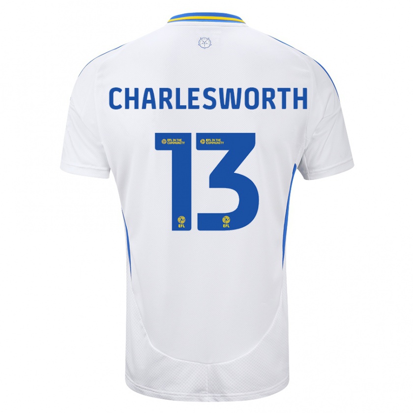 Kandiny Kinderen Millie Robshaw-Charlesworth #13 Wit Blauw Thuisshirt Thuistenue 2024/25 T-Shirt