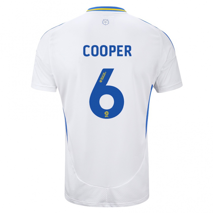 Kandiny Kinderen Liam Cooper #6 Wit Blauw Thuisshirt Thuistenue 2024/25 T-Shirt