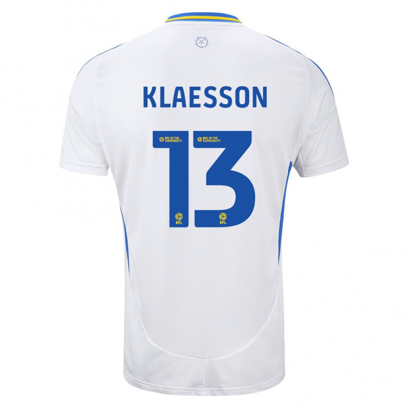 Kandiny Kinderen Kristoffer Klaesson #13 Wit Blauw Thuisshirt Thuistenue 2024/25 T-Shirt