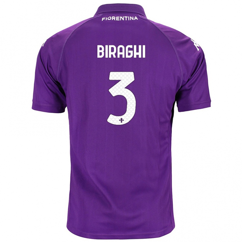 Kandiny Bambino Maglia Cristiano Biraghi #3 Viola Kit Gara Home 2024/25 Maglietta