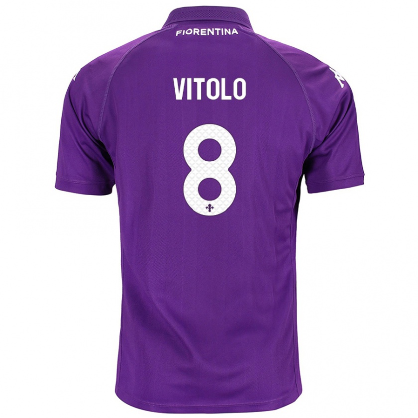 Kandiny Kinder Federico Vitolo #8 Violett Heimtrikot Trikot 2024/25 T-Shirt Österreich