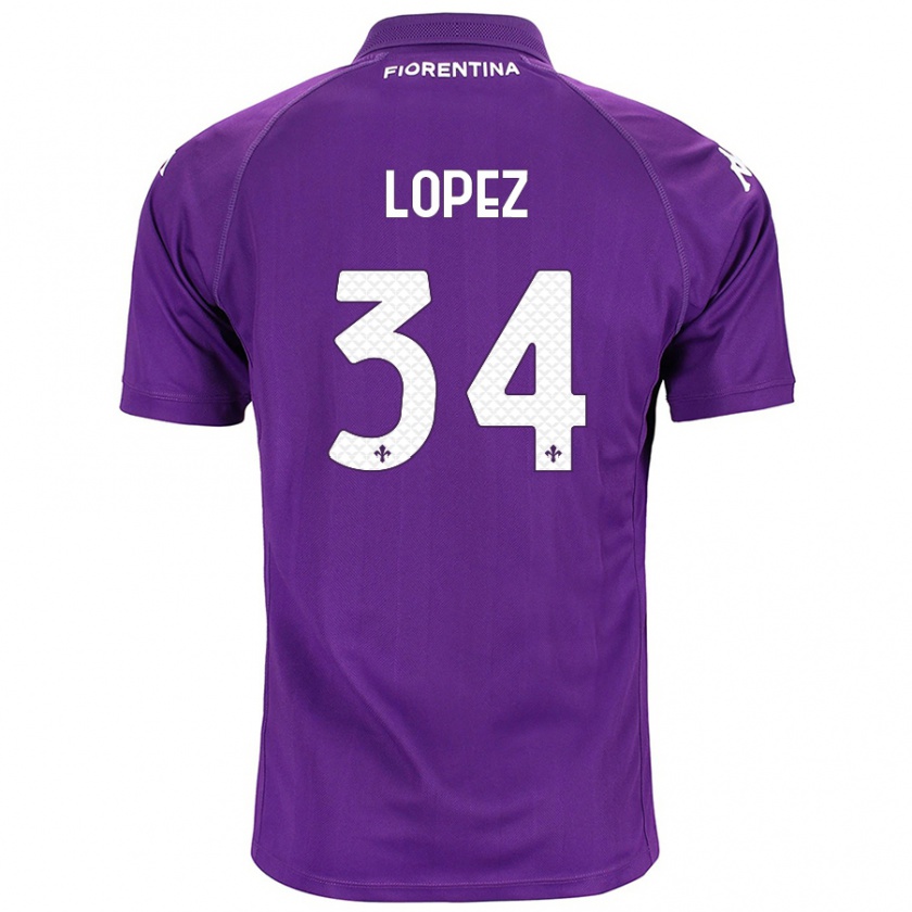 Kandiny Kinderen Lucas López #34 Paars Thuisshirt Thuistenue 2024/25 T-Shirt