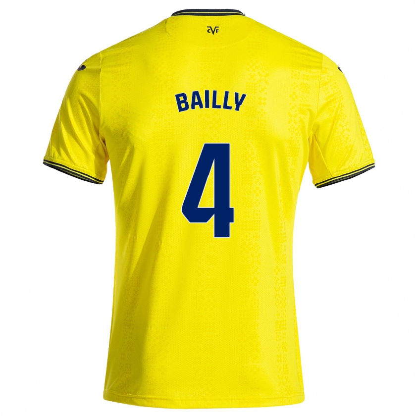 Kandiny Bambino Maglia Eric Bailly #4 Giallo Nero Kit Gara Home 2024/25 Maglietta