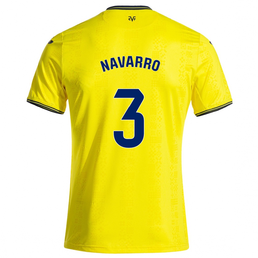 Kandiny Niño Camiseta Pablo Navarro #3 Amarillo Negro 1ª Equipación 2024/25 La Camisa