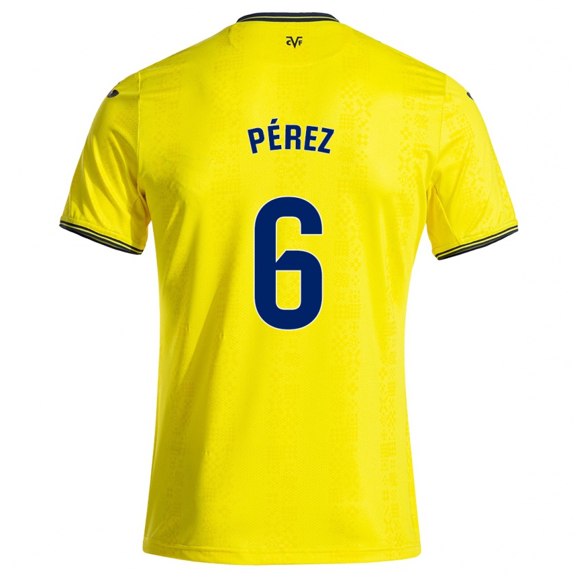 Kandiny Niño Camiseta Hugo Pérez #6 Amarillo Negro 1ª Equipación 2024/25 La Camisa