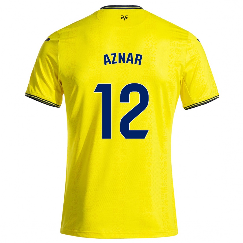 Kandiny Kinderen Javi Aznar #12 Geel Zwart Thuisshirt Thuistenue 2024/25 T-Shirt