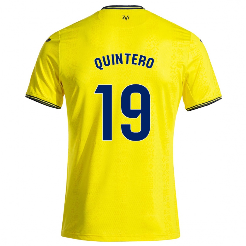 Kandiny Kinderen Luis Quintero #19 Geel Zwart Thuisshirt Thuistenue 2024/25 T-Shirt