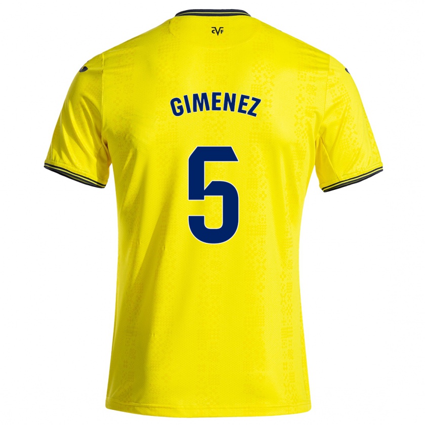 Kandiny Niño Camiseta Yenifer Giménez #5 Amarillo Negro 1ª Equipación 2024/25 La Camisa