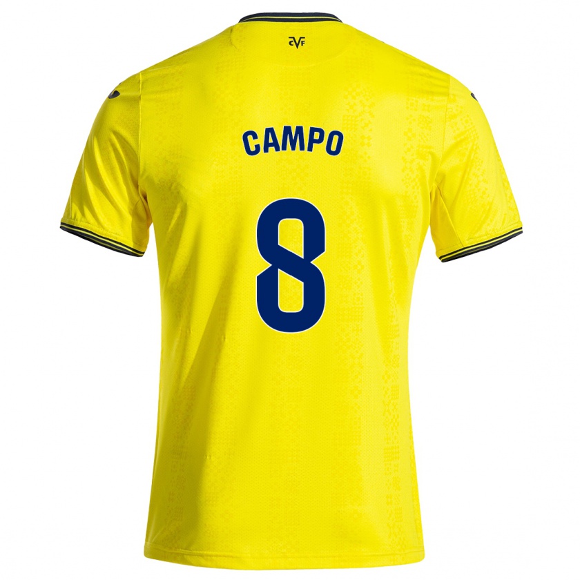 Kandiny Niño Camiseta Ainoa Campo #8 Amarillo Negro 1ª Equipación 2024/25 La Camisa