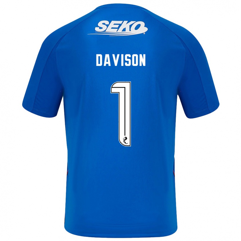 Kandiny Niño Camiseta Hannah Davison #1 Azul Oscuro 1ª Equipación 2024/25 La Camisa México