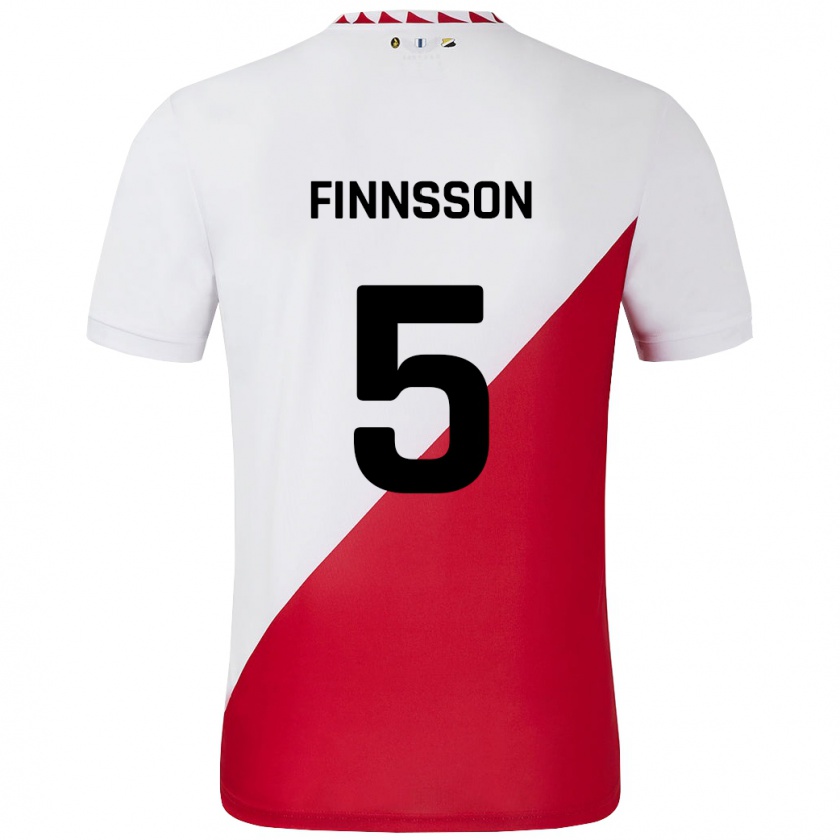 Kandiny Criança Camisola Kolbeinn Finnsson #5 Vermelho Branco Principal 2024/25 Camisa Brasil