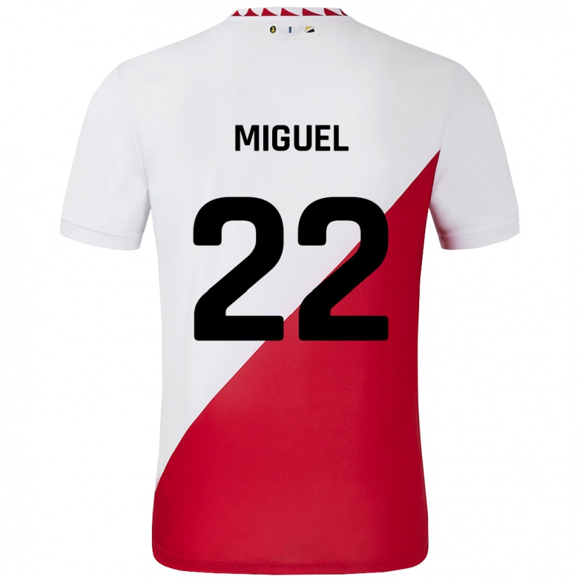 Kandiny Bambino Maglia Miguel Rodríguez #22 Bianco Rosso Kit Gara Home 2024/25 Maglietta