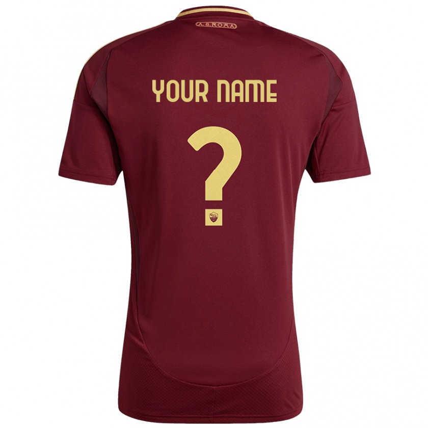 Kandiny Bambino Maglia Il Tuo Nome #0 Rosso Marrone Oro Kit Gara Home 2024/25 Maglietta