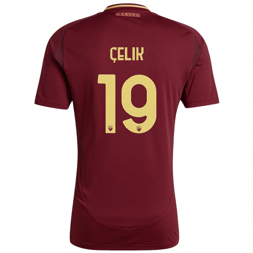 Kandiny Bambino Maglia Zeki Çelik #19 Rosso Marrone Oro Kit Gara Home 2024/25 Maglietta