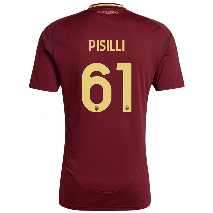 Kandiny Bambino Maglia Niccolò Pisilli #61 Rosso Marrone Oro Kit Gara Home 2024/25 Maglietta