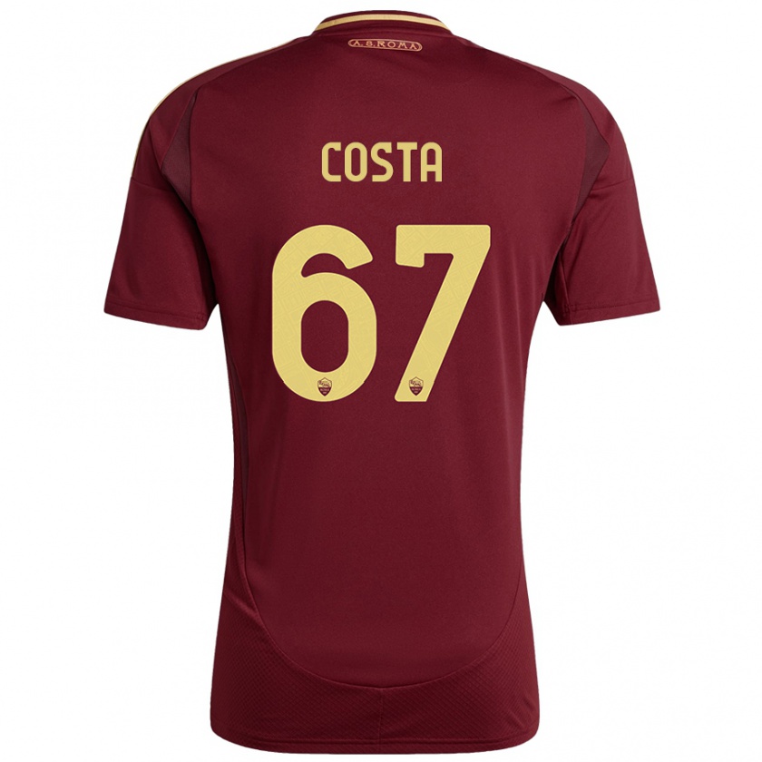 Kandiny Niño Camiseta João Costa #67 Rojo Marrón Dorado 1ª Equipación 2024/25 La Camisa