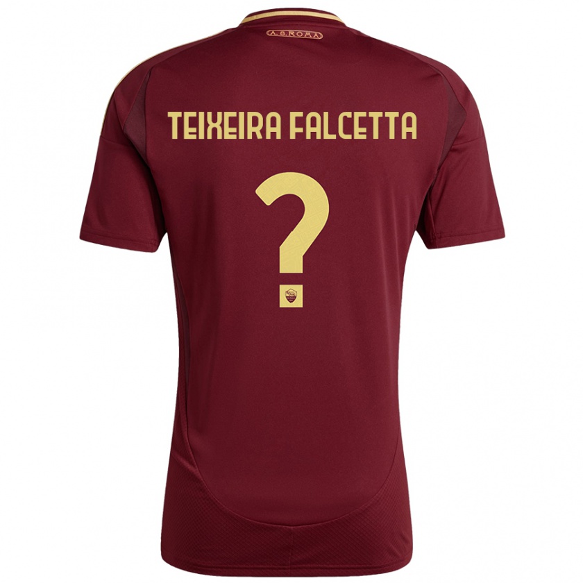 Kandiny Kinderen Pietro Teixeira Falcetta #0 Rood Bruin Goud Thuisshirt Thuistenue 2024/25 T-Shirt