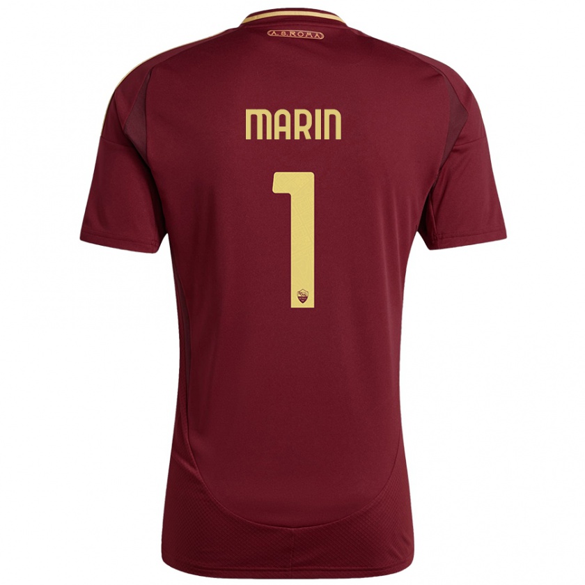 Kandiny Bambino Maglia Renato Marin #1 Rosso Marrone Oro Kit Gara Home 2024/25 Maglietta