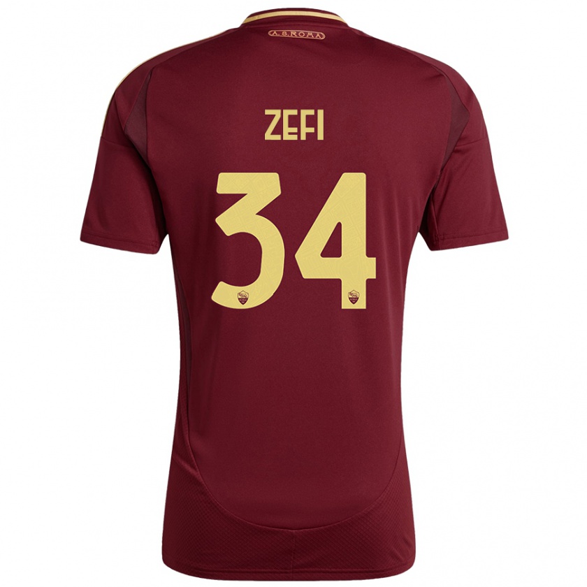 Kandiny Kinder Kevin Zefi #34 Rot Braun Gold Heimtrikot Trikot 2024/25 T-Shirt Österreich