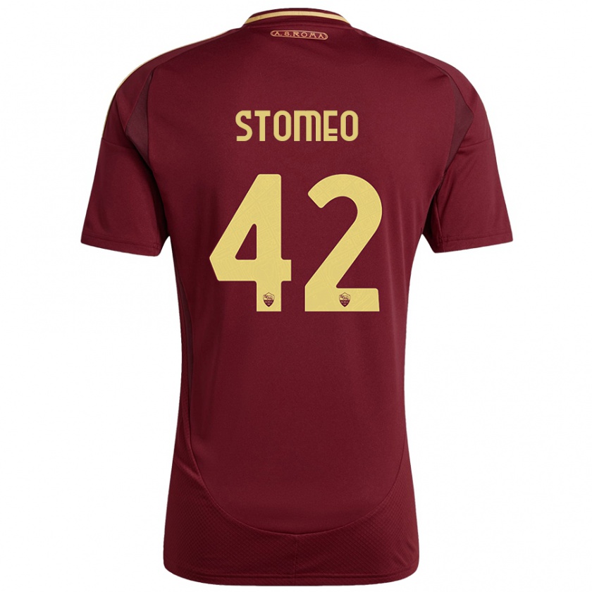 Kandiny Kinderen Giorgio Stomeo #42 Rood Bruin Goud Thuisshirt Thuistenue 2024/25 T-Shirt