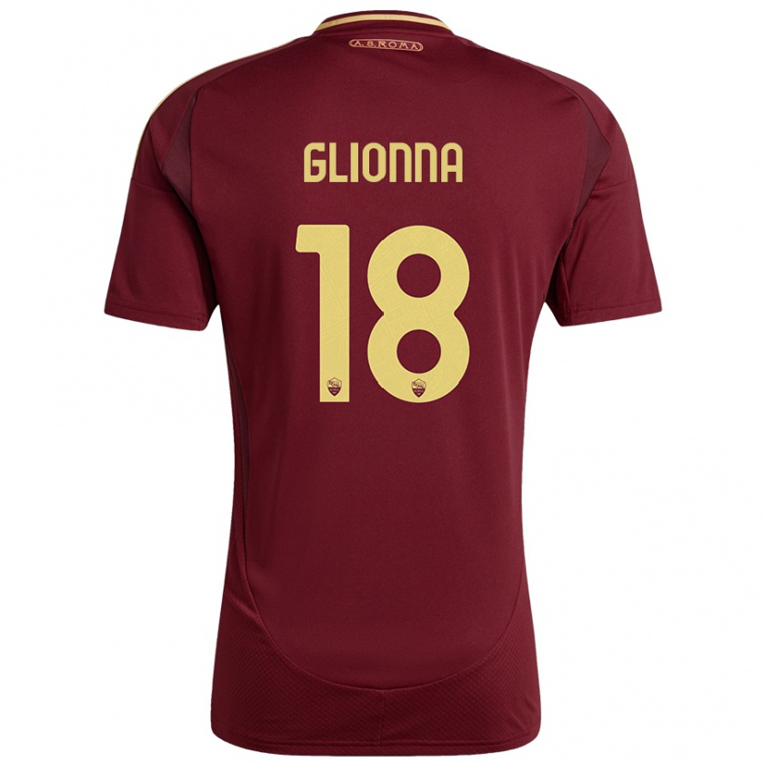 Kandiny Kinderen Benedetta Glionna #18 Rood Bruin Goud Thuisshirt Thuistenue 2024/25 T-Shirt