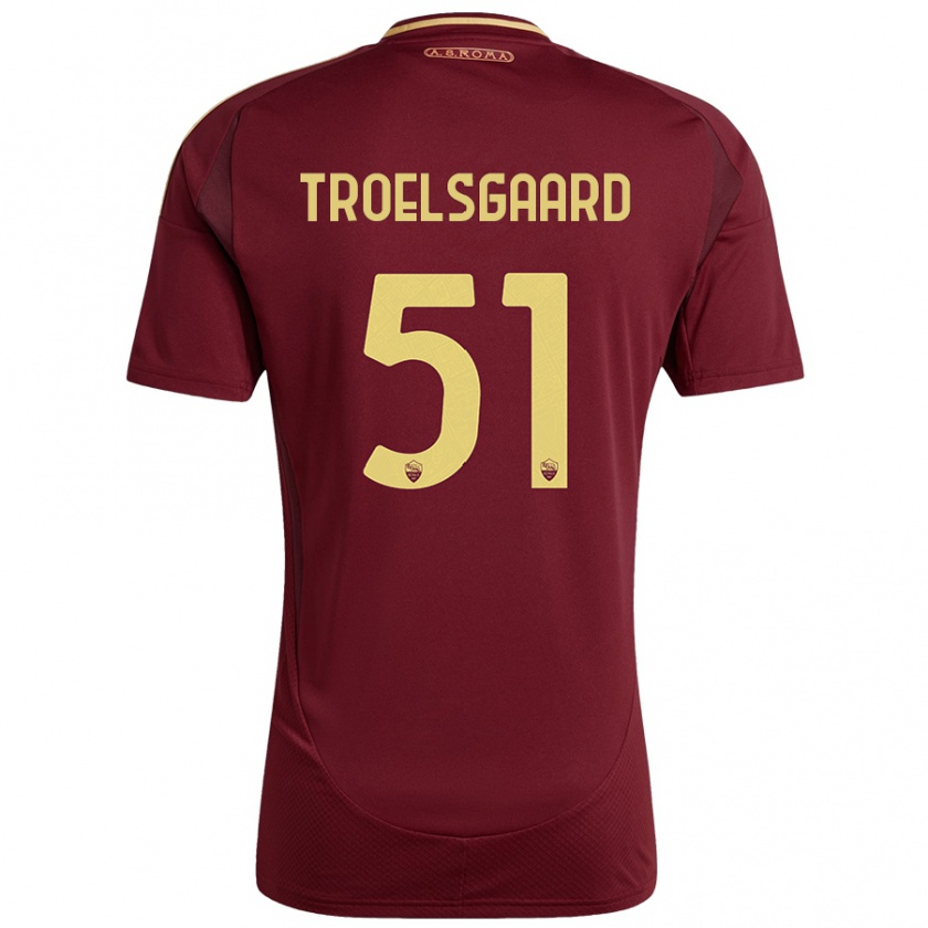 Kandiny Kinderen Sanne Troelsgaard #51 Rood Bruin Goud Thuisshirt Thuistenue 2024/25 T-Shirt België