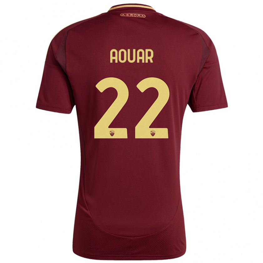 Kandiny Kinderen Houssem Aouar #22 Rood Bruin Goud Thuisshirt Thuistenue 2024/25 T-Shirt