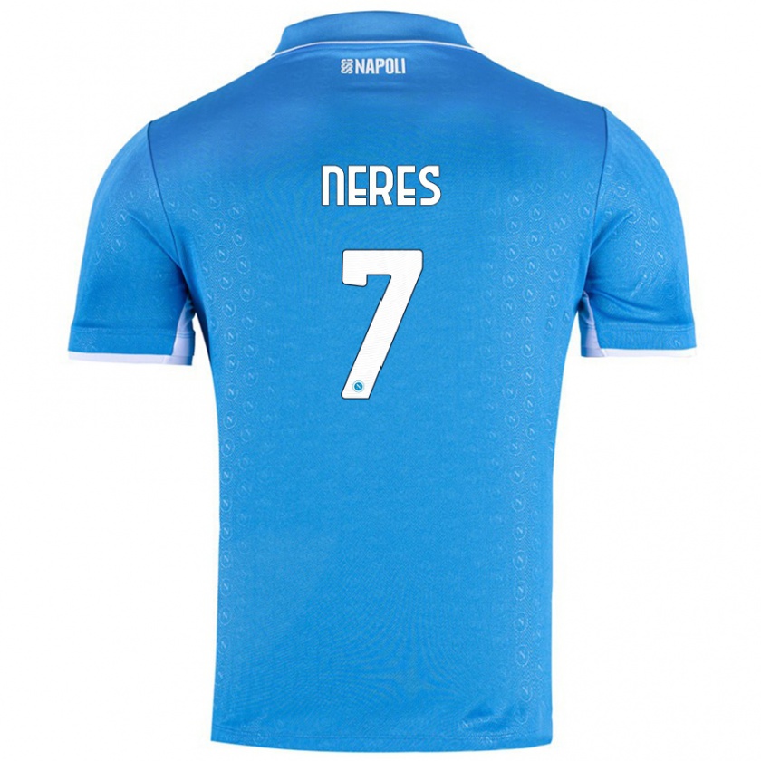 Kandiny Bambino Maglia David Neres #7 Azzurro Cielo Kit Gara Home 2024/25 Maglietta