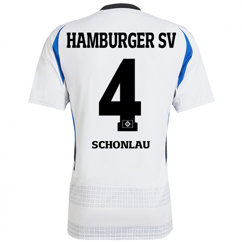 Kandiny Bambino Maglia Sebastian Schonlau #4 Bianco Blu Kit Gara Home 2024/25 Maglietta