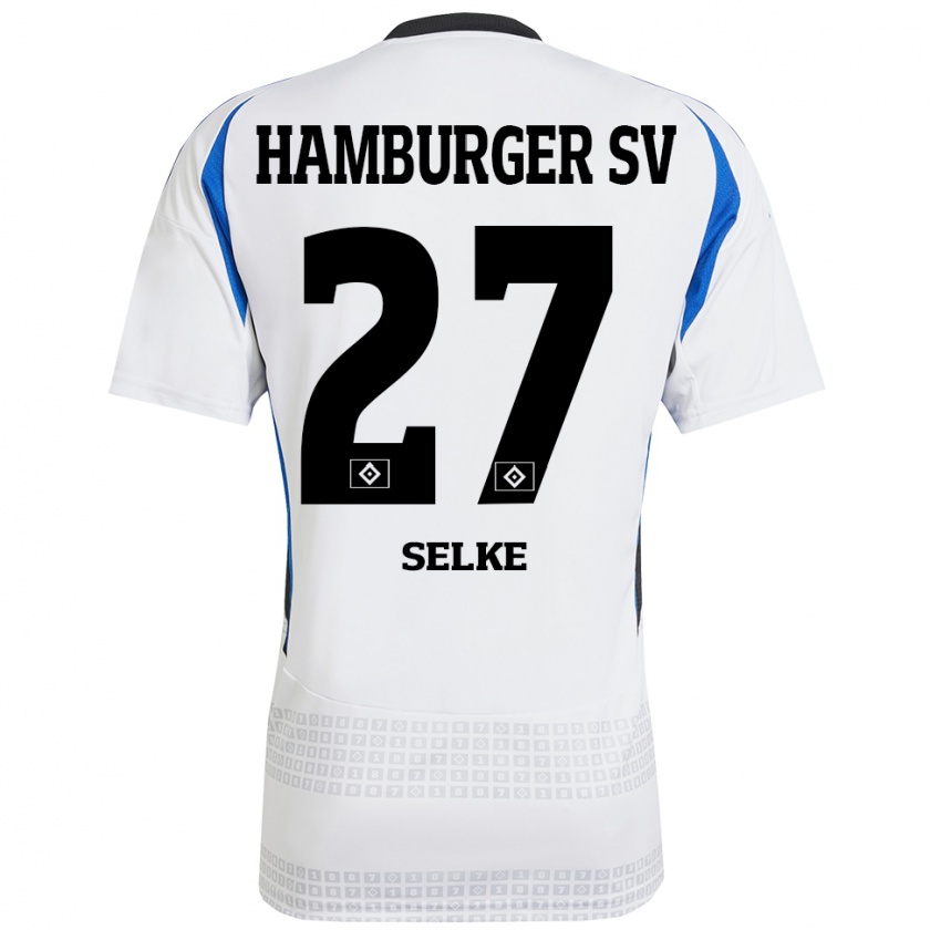 Kandiny Bambino Maglia Davie Selke #27 Bianco Blu Kit Gara Home 2024/25 Maglietta